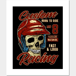 Custom Racing Skull Posters and Art